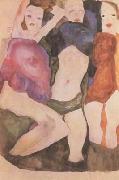 Egon Schiele Three Girls (mk12) painting